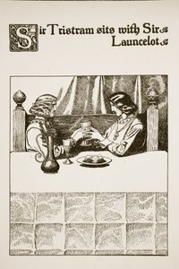 Sir Tristram sits with Sir Launcelot, illustration from 